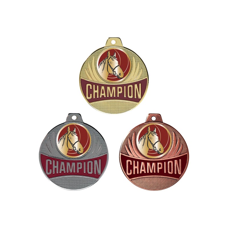 Médaille Champion Ø50mm : Équitation - Idéale compétions et tournois