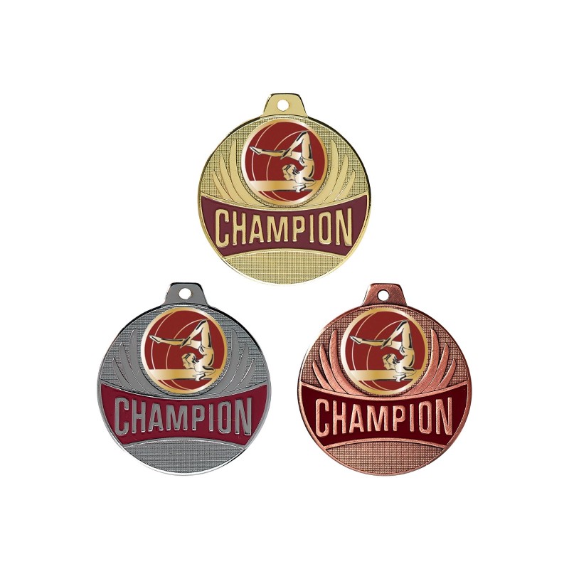 Médaille Champion Ø50mm : Gymnastique - Idéale compétions et tournois