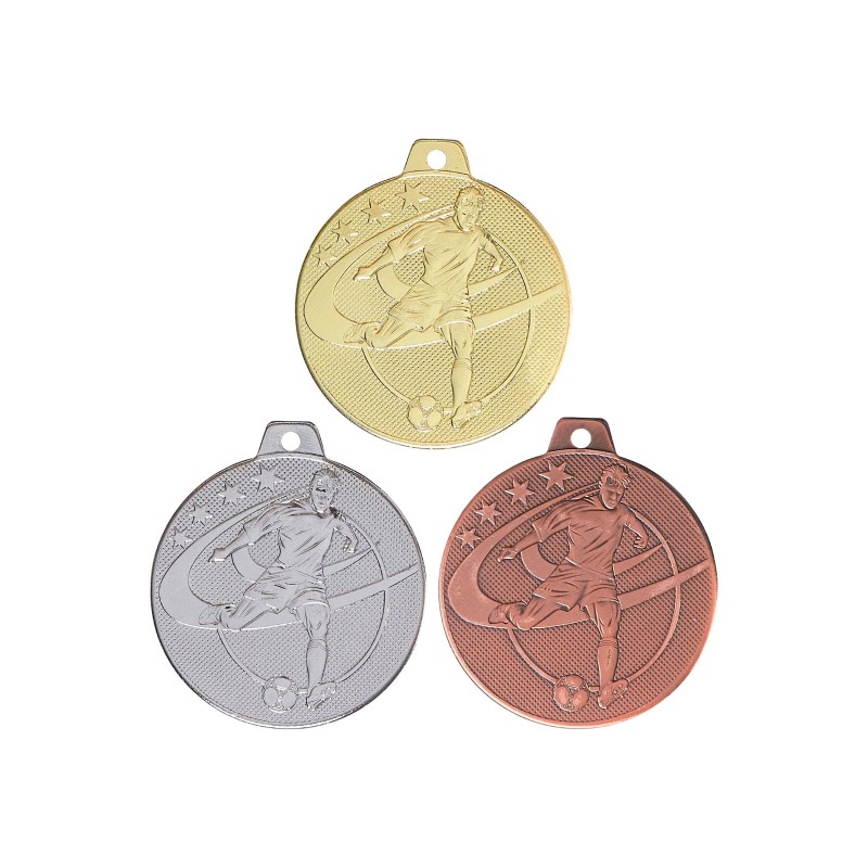 Médaille Football en promotion Ø 32mm - Finition or-argent-bronze