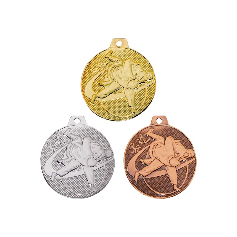 Médaille Judo en promotion Ø 50mm - Finition or-argent-bronze