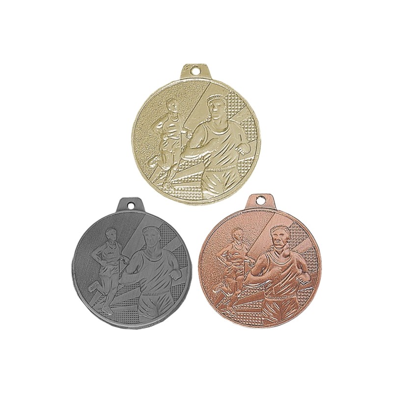 Médaille Course à pied en promotion Ø 70mm - Finition or-argent-bronze