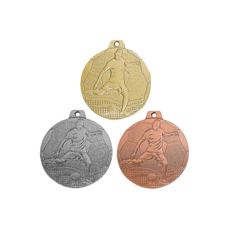 Médaille Football en promotion Ø 50mm - Finition or-argent-bronze
