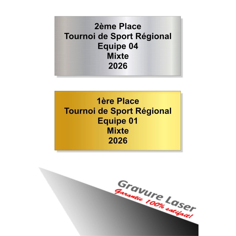 Plaquette gravée pour coupes et trophées. 85mm- x 40mm