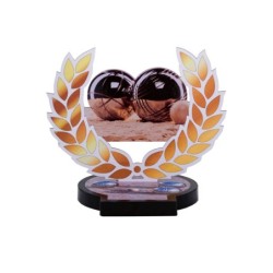 Trophée Bois Boules & Pétanque - Impression couleur - H26cm – Réf : 56508