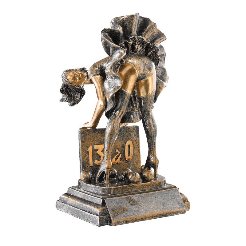 Trophée économique Boules & Pétanque en Verre  - H26cm – Réf : 52645