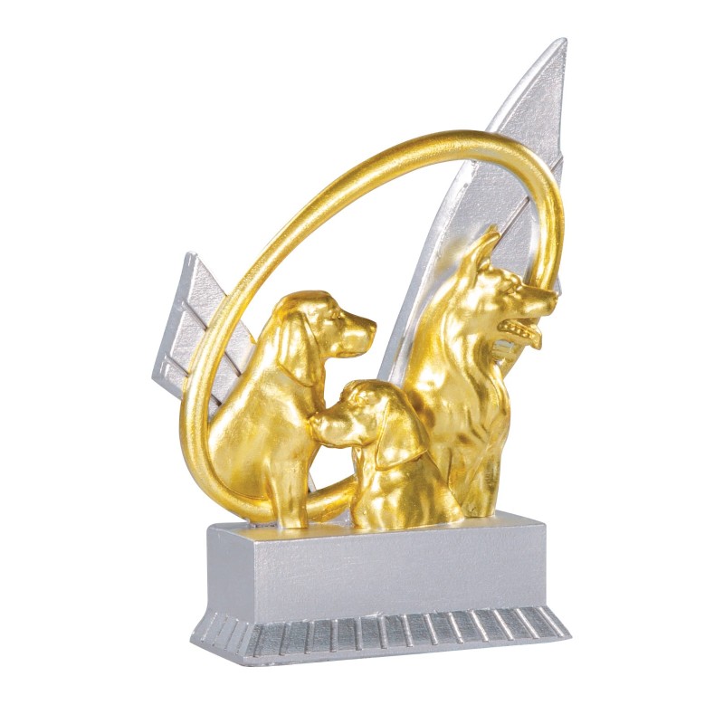 Trophée économique Chiens en Résine  - H12cm – Réf : 31405