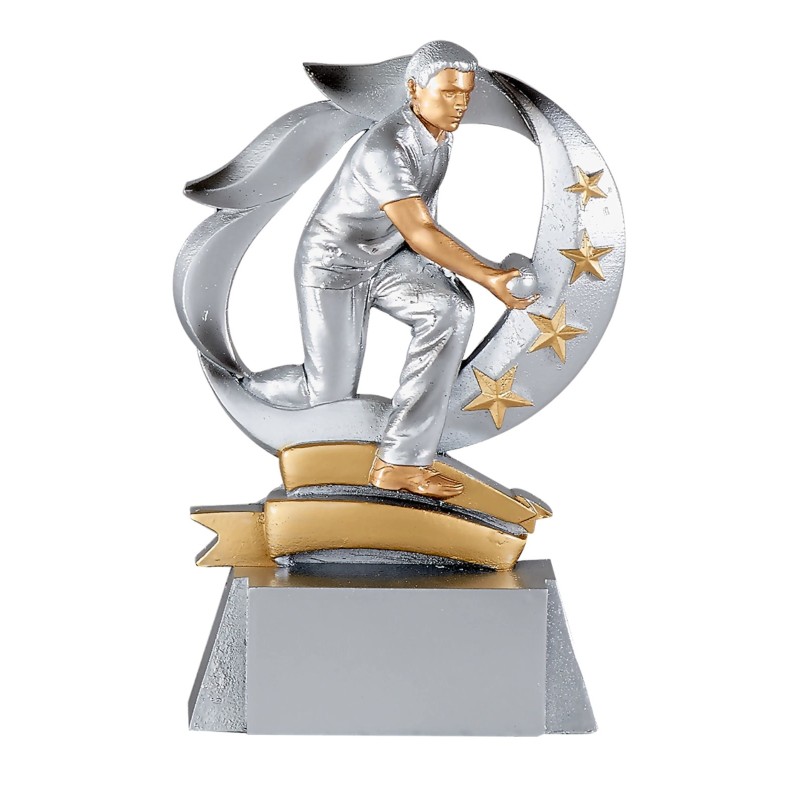 Trophée économique Boules & Pétanque en Résine  - H15cm – Réf : 61411