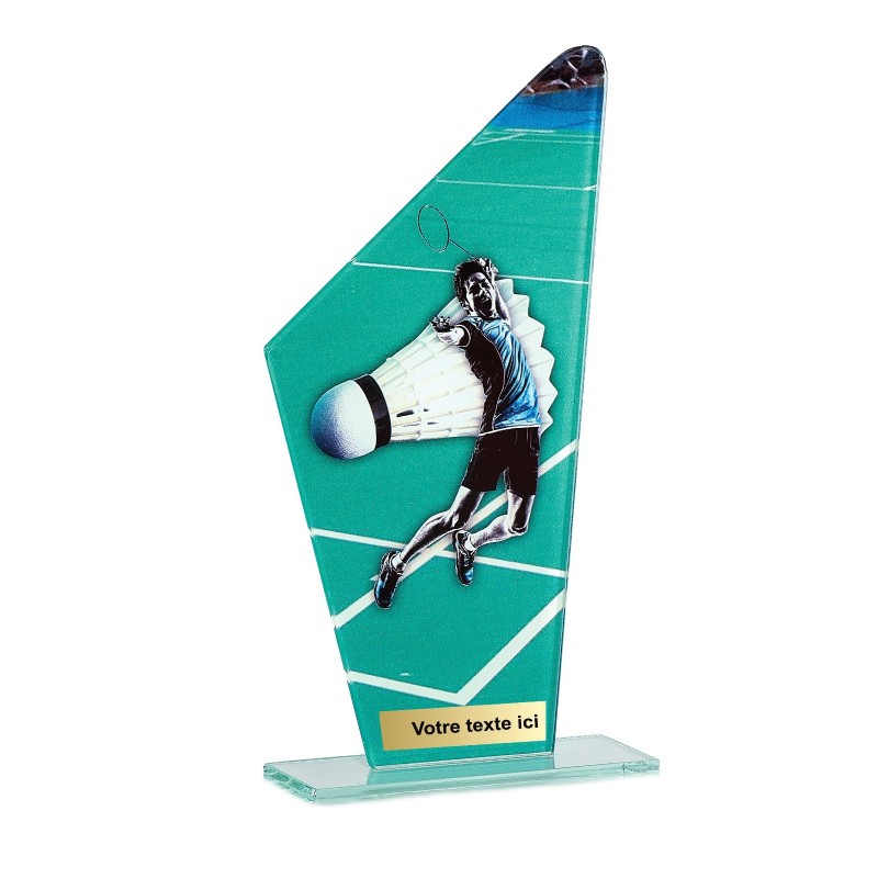 Trophée économique Badminton en Verre – H22cm – Réf : 66103