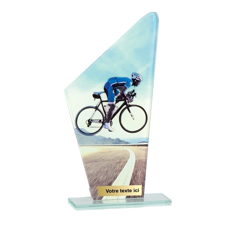 Trophée économique Cyclisme en Verre – H22cm – Réf : 66107