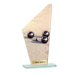 Trophée économique Boules & Pétanque en Verre – H22cm – Réf : 66117