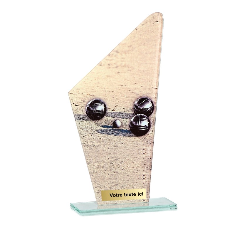 Trophée économique Boules & Pétanque en Verre – H22cm – Réf : 66117