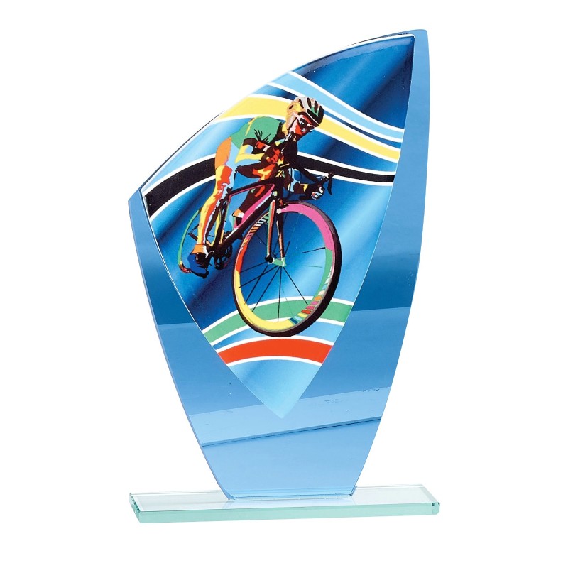 Trophée économique Cyclisme en Verre – H24cm – Réf : 66212