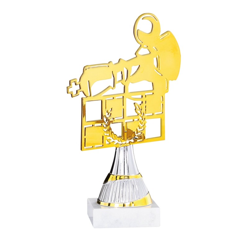 Trophée découpe Laser Echecs en Métal  - H21cm – Réf : 55107