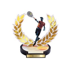 Trophée Bois Tennis - Impression couleur - H30cm – Réf : 56506