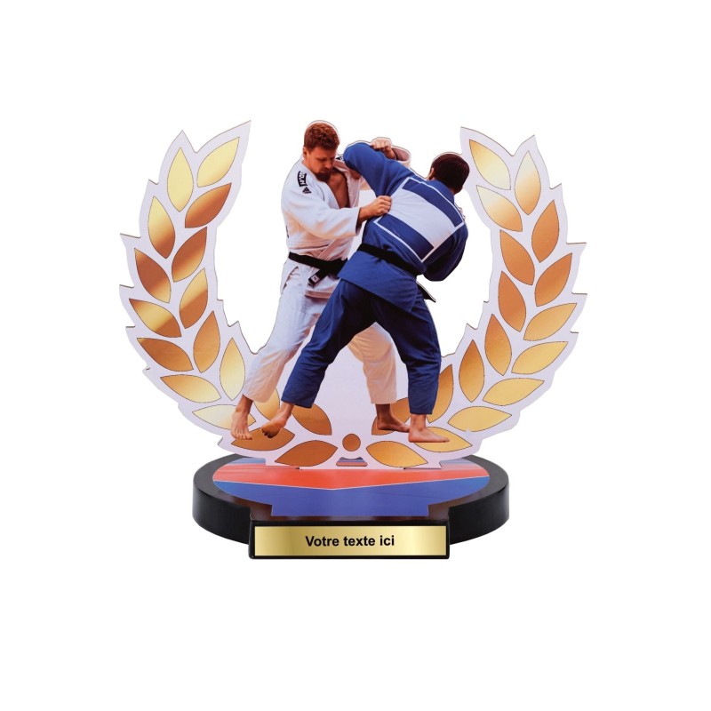 Trophée Bois Judo - Impression couleur - H30cm – Réf : 56507