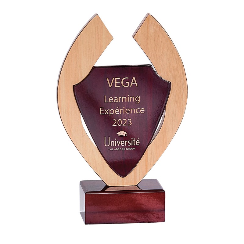 Trophée Bois marquage couleur 152-41 - Logo personnalisé