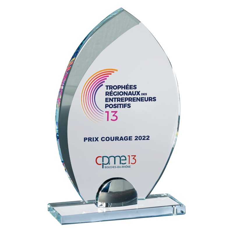 Trophée Verre Marquage couleur 155-61 - Logo personnalisé
