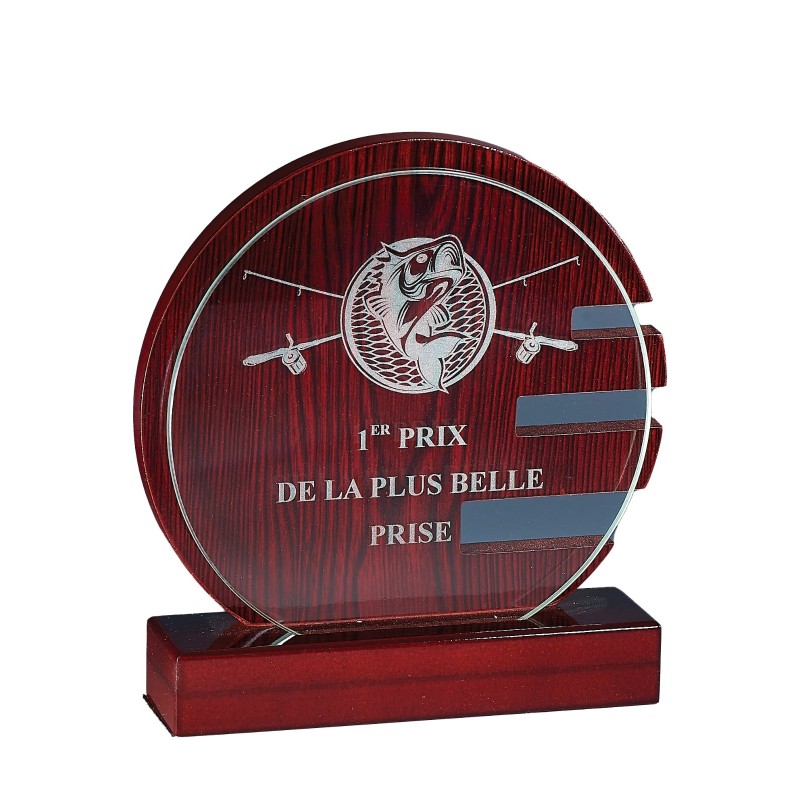 Trophée Verre & Bois Gravure Laser 163-11 - Logo personnalisé