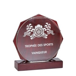 Trophée Verre & Bois Gravure Laser 164-21 - Logo personnalisé