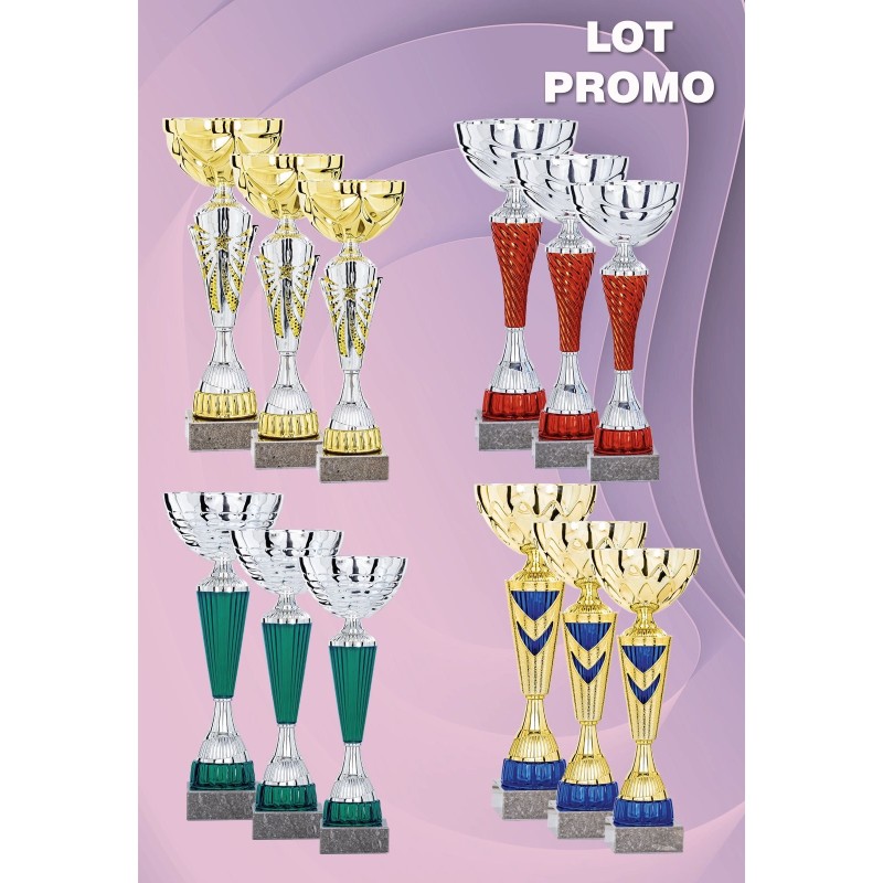 Lot de 12 coupes (29 cm) - Clubs de sport