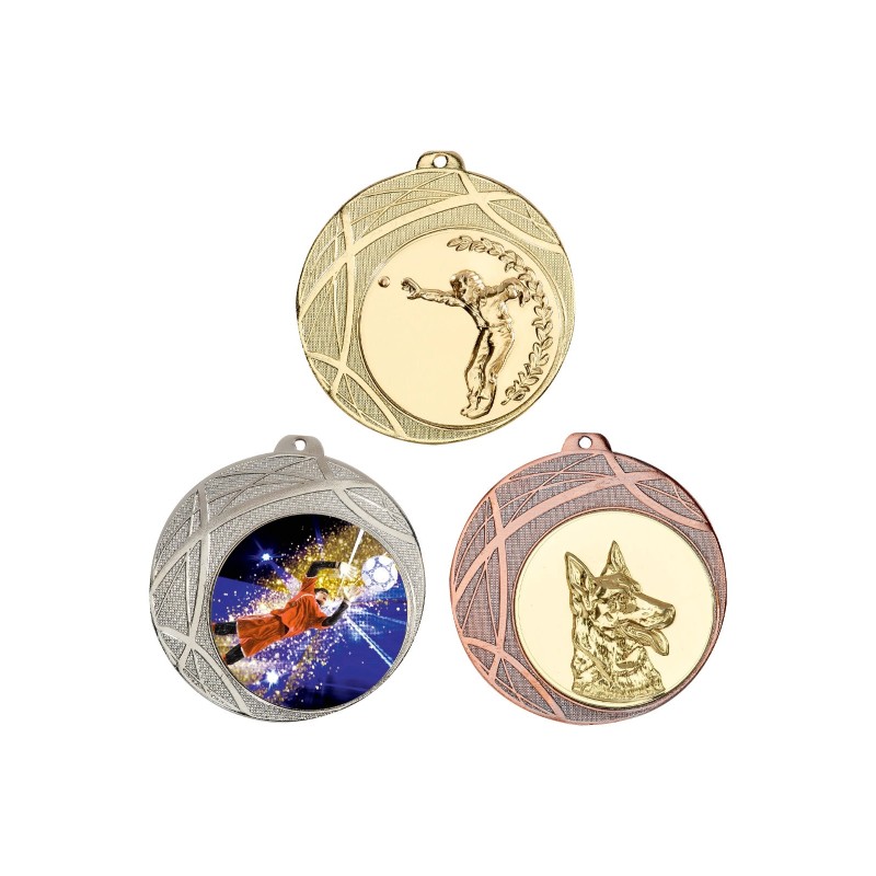 Médaille Personnalisable en Ø70 mm. réf : 016 - Finition Or-Arg-Brz
