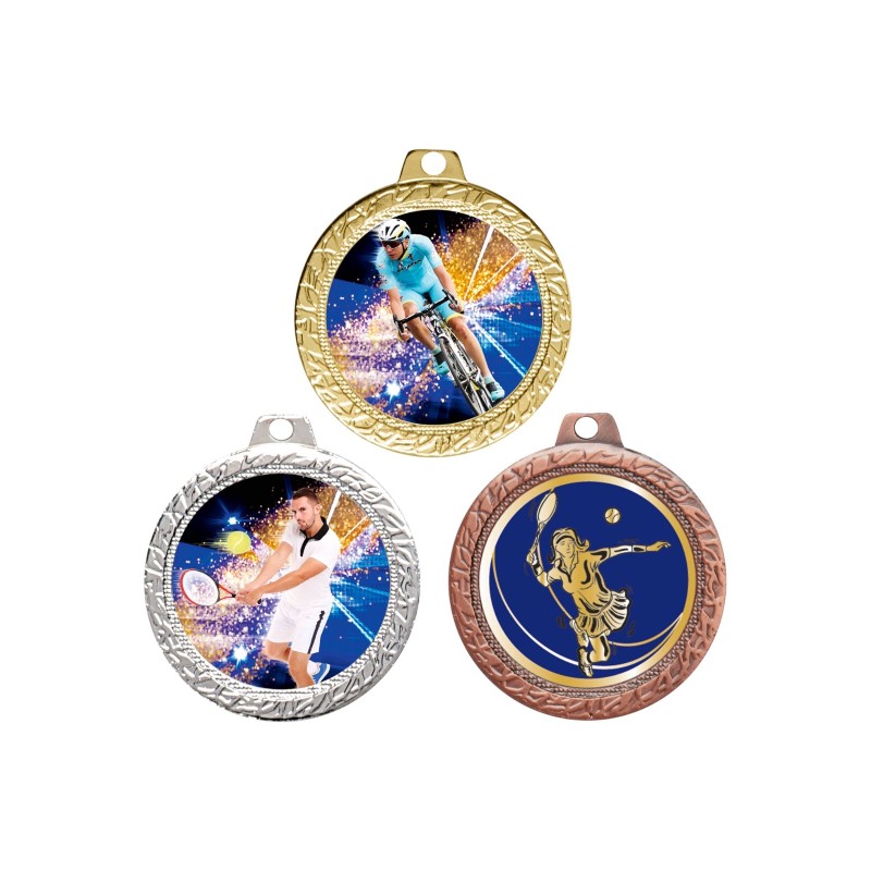 Médaille Personnalisable en Ø mm. réf : Q-040 - Finition Or-Arg-Brz
