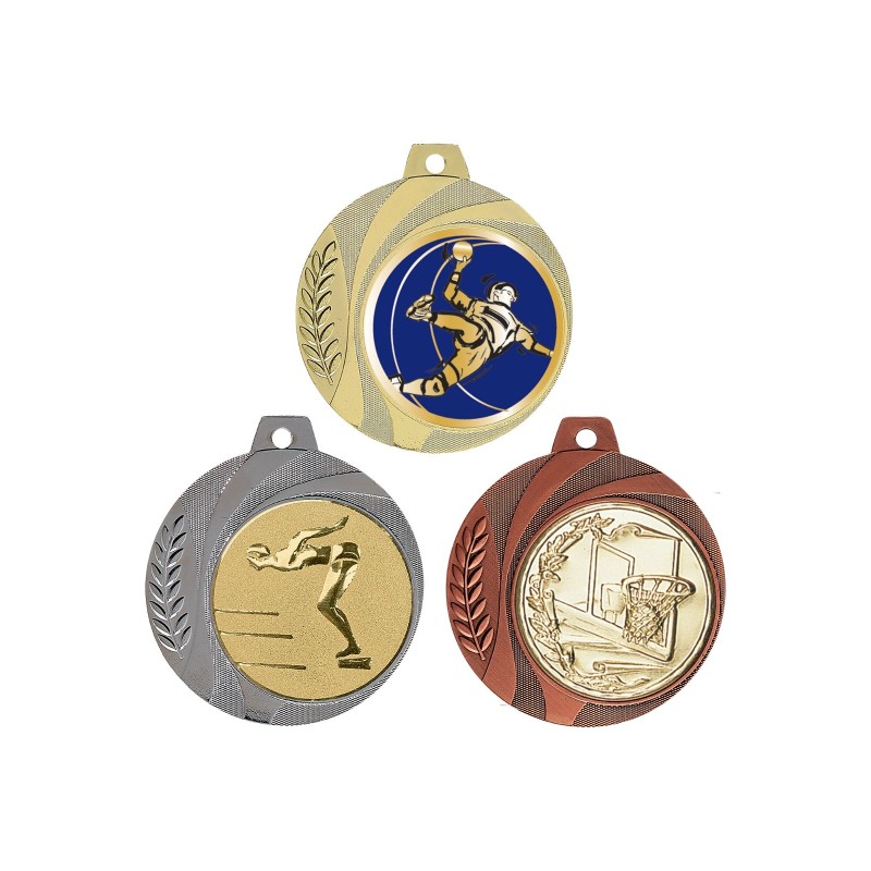 Médaille Personnalisable en Ø70 mm. réf : 075 - Finition Or-Arg-Brz