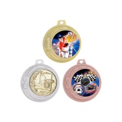 Médaille Personnalisable en Ø70 mm. réf : Q-049 - Finition Or-Arg-Brz