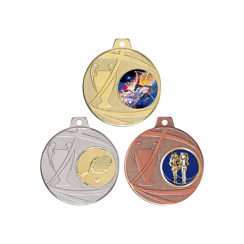 Médaille Personnalisable en Ø50 mm. réf : Q-053 - Finition Or-Arg-Brz