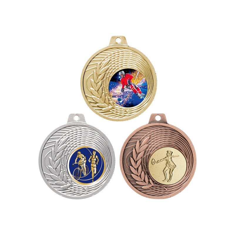 Médaille Personnalisable en Ø50 mm. réf : Q-038 - Finition Or-Arg-Brz