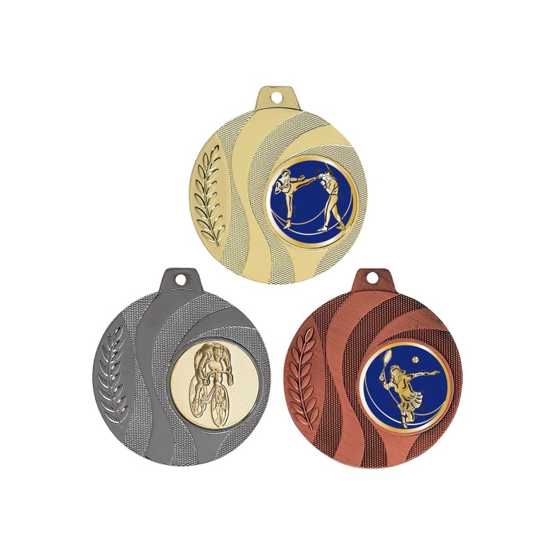 Médaille Personnalisable en Ø50 mm. réf : 066 - Finition Or-Arg-Brz