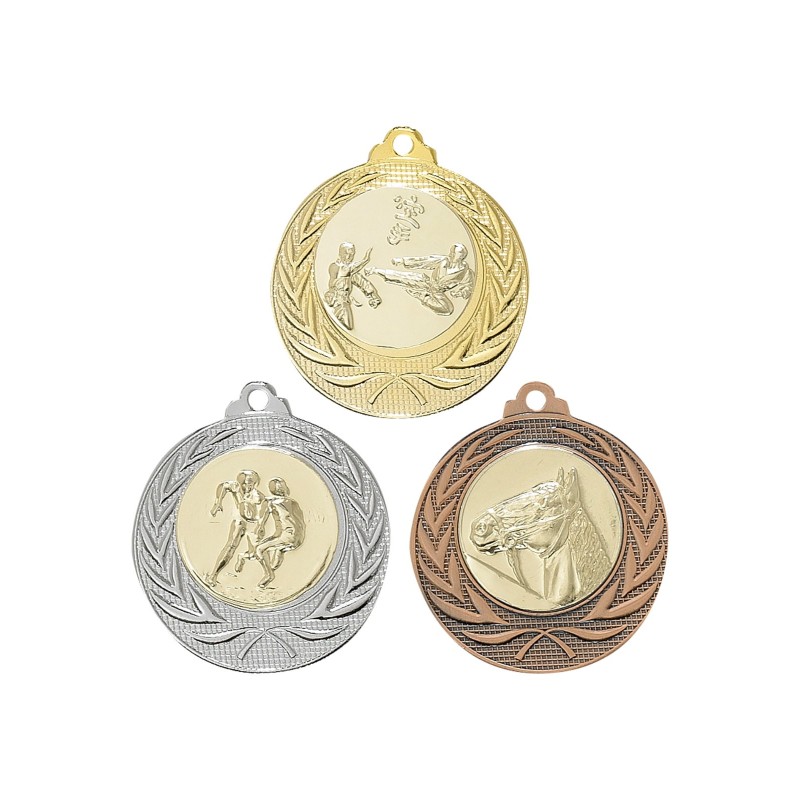 Médaille Personnalisable en Ø40 mm. réf : 050 - Finition Or-Arg-Brz