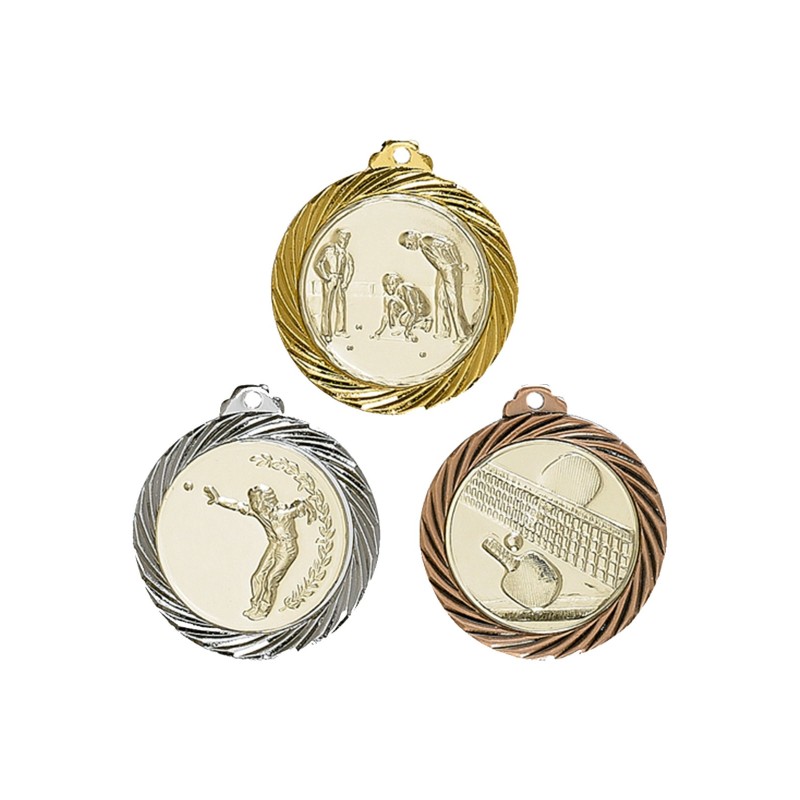 Médaille Personnalisable en Ø32 mm. réf : 058 - Finition Or-Arg-Brz