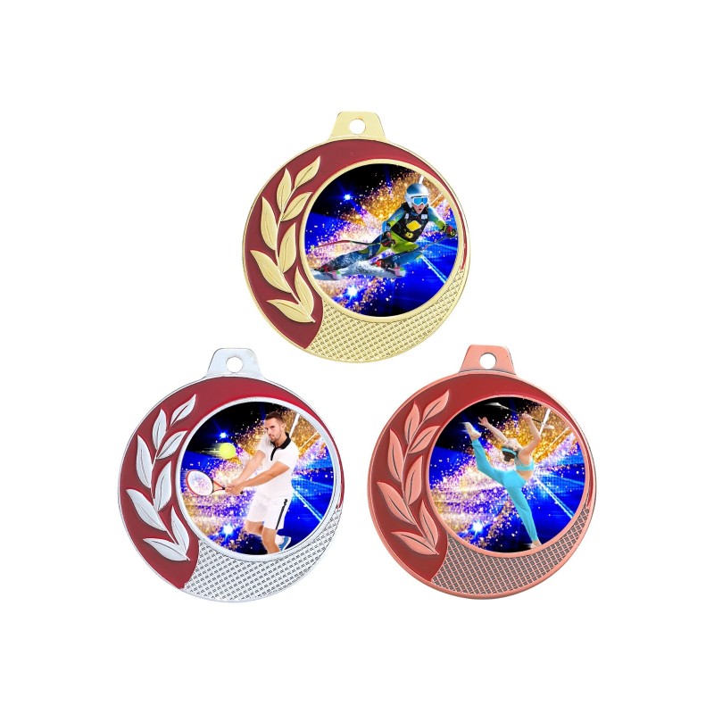 Médaille Personnalisable en Ø70 mm. réf : Q-054 - Finition Or-Arg-Brz