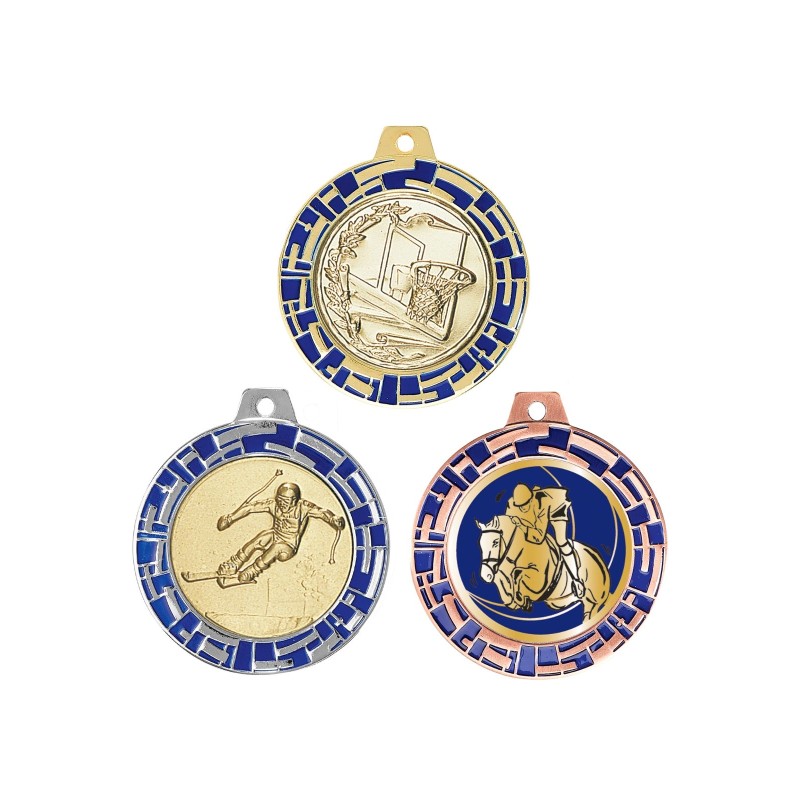 Médaille Personnalisable en Ø70 mm. réf : 039 - Finition Or-Arg-Brz