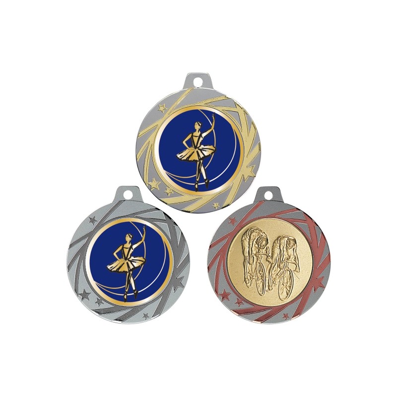 Médaille Personnalisable en Ø70 mm. réf : 091 - Finition Or-Arg-Brz