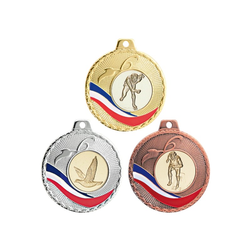 Médaille Personnalisable en Ø50 mm. réf : Q-073 - Finition Or-Arg-Brz