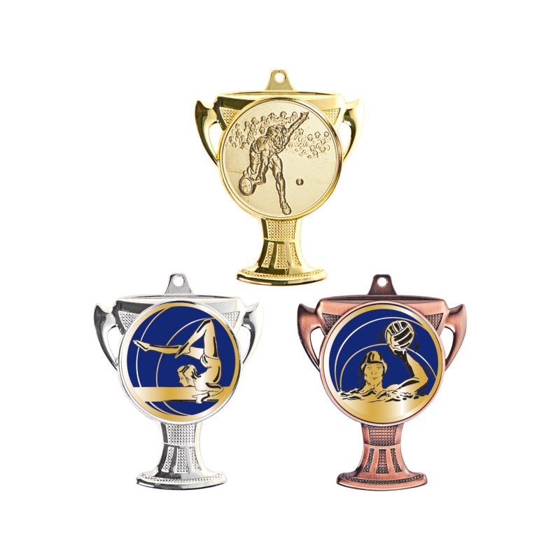 Médaille Personnalisable en Ø70 mm. réf : Q-083 - Finition Or-Arg-Brz