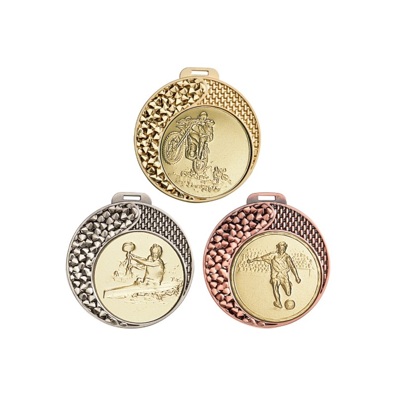 Médaille Personnalisable en Ø70 mm. réf : 092 - Finition Or-Arg-Brz