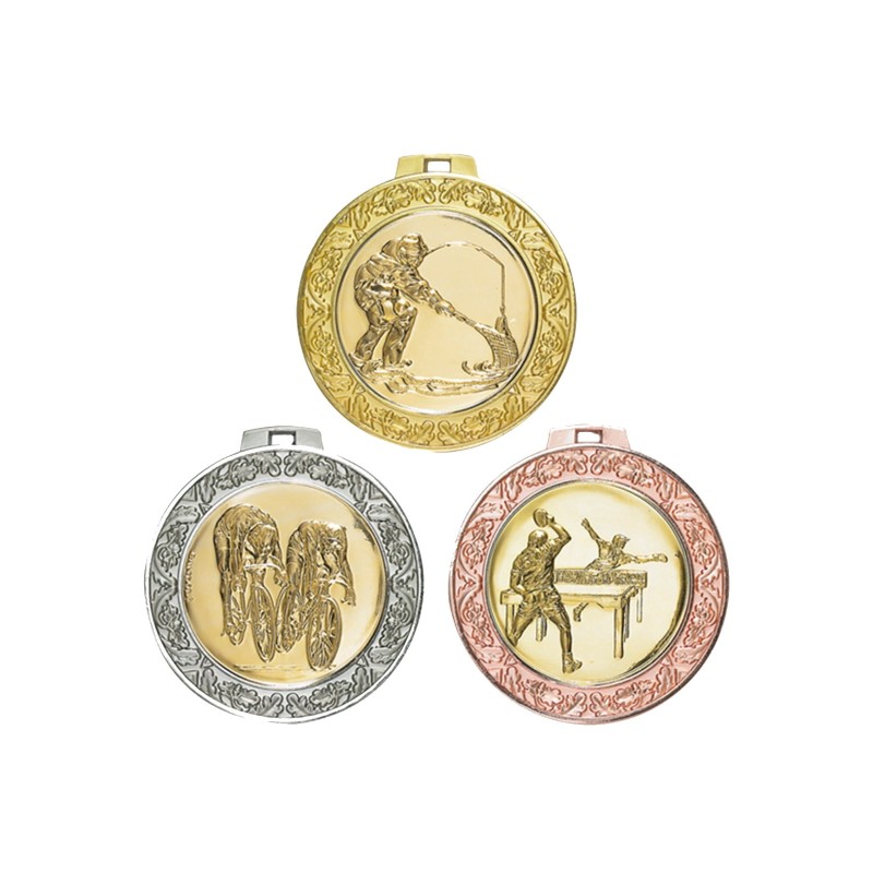 Médaille Personnalisable en Ø70 mm. réf : 009 - Finition Or-Arg-Brz