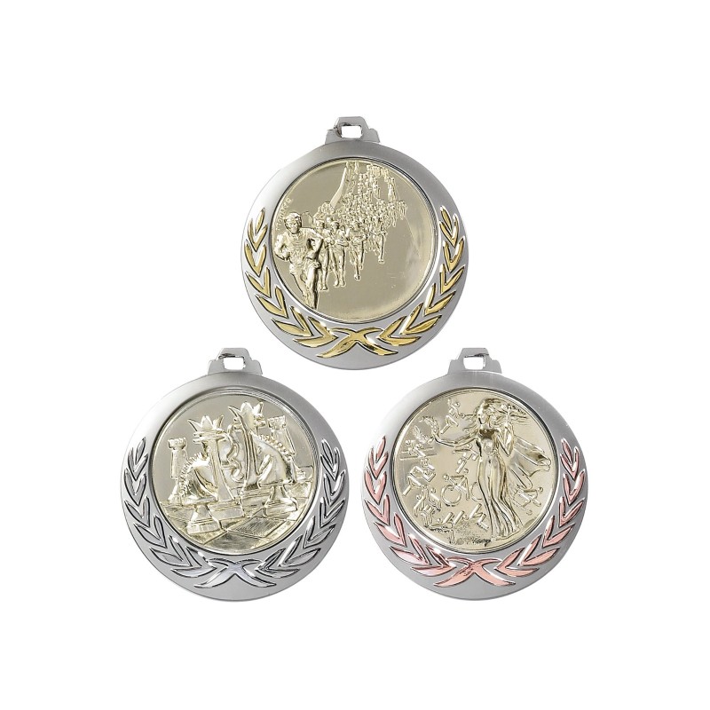 Médaille Personnalisable en Ø70 mm. réf : 044 - Finition Or-Arg-Brz