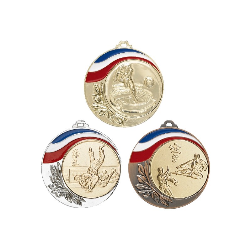 Médaille Personnalisable en Ø70 mm. réf : 063 - Finition Or-Arg-Brz
