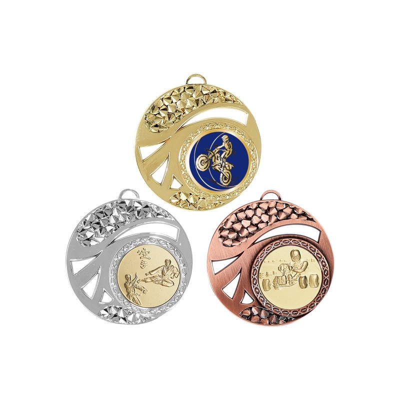 Médaille Personnalisable en Ø50 mm. réf : 033 - Finition Or-Arg-Brz