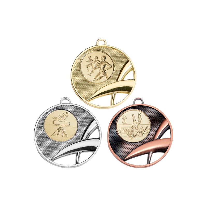Médaille Personnalisable en Ø50 mm. réf : 040 - Finition Or-Arg-Brz