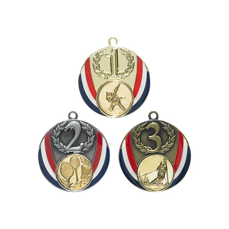 Médaille Personnalisable en Ø50 mm. réf : 065 - Finition Or-Arg-Brz