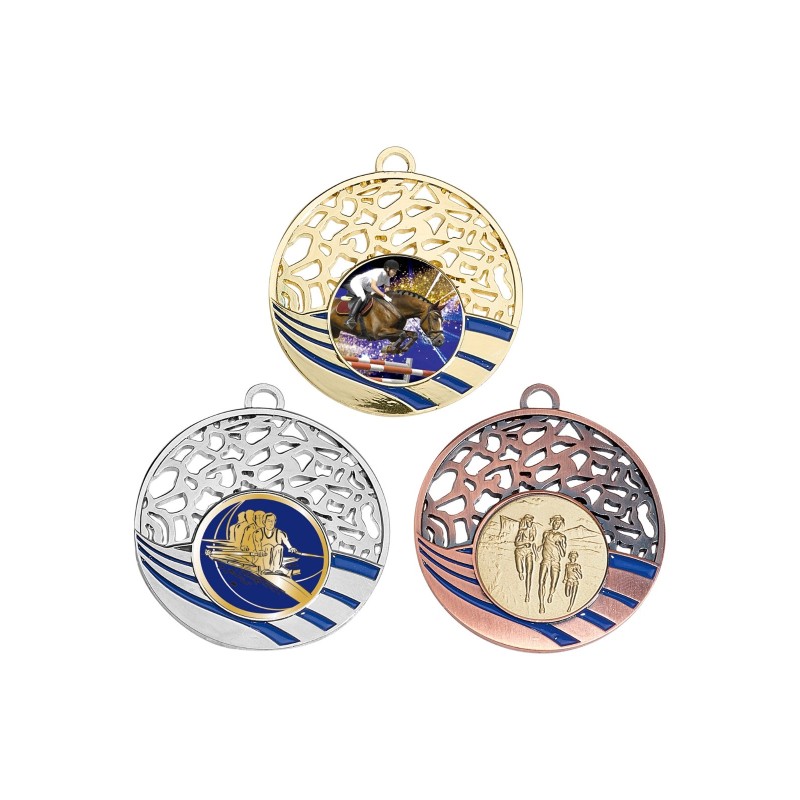 Médaille Personnalisable en Ø50 mm. réf : 041 - Finition Or-Arg-Brz