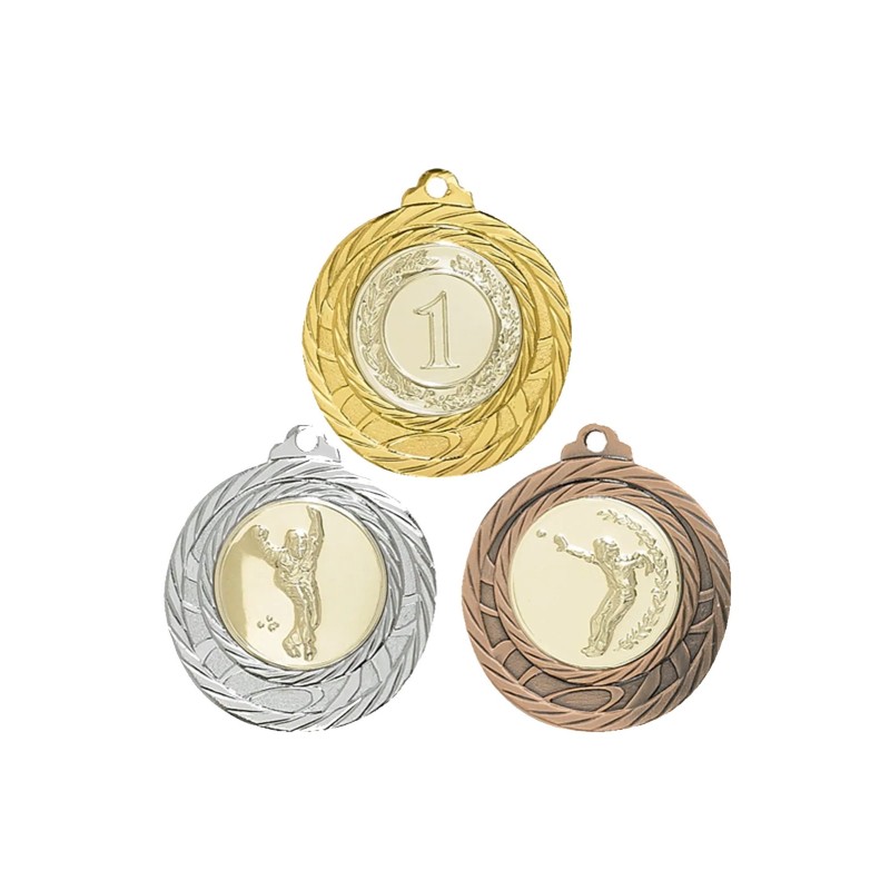 Médaille Personnalisable en Ø40 mm. réf : 054 - Finition Or-Arg-Brz